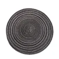 Round woven cotton heat resistant placemat in dark grey and white textured finish - 18cm Small / Black