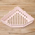 Light pink triangular bathroom shelf rack for corner storage of shower toiletries - Triangle Style / 27*19*6CM / Khaki