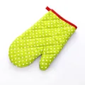 Green heat resistant polka dot oven mitt for baking with protective red cuff trim detail - Small Polka Dot Single / Green