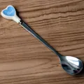 Cuchara creativa de acero inoxidable en forma de corazón con mango cerámico Love - Azul