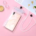 Transparente PVC-Handy-Wasserschutztasche mit weißem verstellbarem Band - Weiß