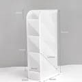Frosted slanted pen holder for desktop storage with detailed dimensions and white frame - Small Transparent Organizer / S / White
