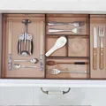 Transparent amber plastic drawer organizer set for kitchen cutlery and makeup storage - Combination Set C (A2804) / 40x60cm Layout