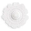 White daisy flower shaped silicone sink strainer and hair catcher for bathroom drain - White