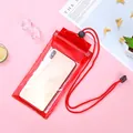 Transparente rote wasserdichte PVC-Handytasche mit verstellbarem Umhängeband zum Schwimmen - Rot