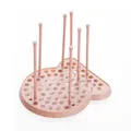 Durable pink plastic dish drying rack with pegs for kitchen bowl storage - Pink