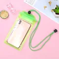 Fluoreszierende grüne transparente PVC wasserdichte Handytasche mit Umhängeband - Grün