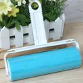 Reusable sticky lint roller with white handle and blue adhesive core for clothes - Large Lint Roller / Blue