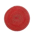 Round red woven cotton yarn placemat for dining table heat insulation protection - 18cm Small / Red