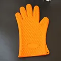 Durable orange heat resistant silicone oven mitt for professional kitchen baking - Orange