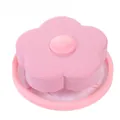Pink flower-shaped floating lint mesh bag for washing machine hair removal - Pink