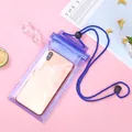 Violetter transparenter PVC-Handy-Wasserschutzbeutel mit blauem Schlüsselband - Blau