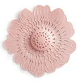 Pink flower-shaped silicone sink strainer and hair catcher for bathroom and kitchen drains - Pink