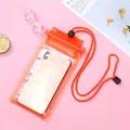 Wasserdichte orangefarbene Handyhülle aus PVC mit verstellbarem Umhängeband zum Schwimmen und Driften - Orange