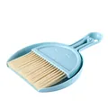 Mini blue desktop broom and dustpan set with cute facial design for keyboard cleaning - Mini Desktop Style / Blue