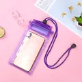Universelle transparente lila wasserdichte Handytasche mit lila Umhängeband zum Schwimmen - Lila