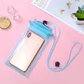 Transparente hellblaue PVC-Wasserdichte Handytasche mit Kordelzug - Hellblau