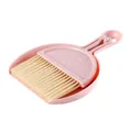 Cute pink mini desktop broom and dustpan set featuring a smiley face for cleaning keyboards - Mini Desktop Style / Pink