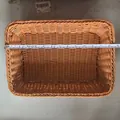 Rectangular faux rattan storage basket being measured with a tape showing 14 inch length - Rectangular Medium (35*25*7CM) / Coffee