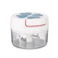 Compact manual garlic chopper food mincer with white lid and blue heart patterns - Heart Decor / Blue