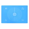 Large blue silicone pastry mat with non-stick surface and precise measurement scales - 50x70cm / Blue