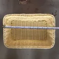 Yellow rectangular imitation rattan bread storage basket shown with a tape measure width - Rectangular Small (30*20*7CM) / White