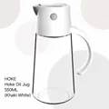550ml clear glass oil dispenser bottle with white ergonomic lid and handle for kitchen - 550ml / White