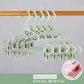 Matcha groene kledinghanger met verstelbare clips en siliconen antislippads - 5 Stuks / Groen