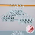 Multifunctionele lichtblauwe kunststof kledinghanger met clips voor pakken, maat 41x20cm - 5 Stuks / Blauw
