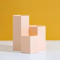Modern hexagonal 3-compartment desk organizer and makeup brush holder in soft peach pink - Pink