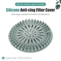Durable blue-grey silicone sink drain filter and hair catcher size 133x133mm for bathroom - 13.3x13.3cm / Blue