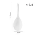 White non-stick plastic rice paddle spoon with size dimensions of 22.5cm x 7.5cm - Ergonomic Long Handle Style (N-225)