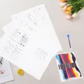 DIY embroidery kit Stitch Book with pre-printed linen fabric and multi-color threads - Style D / 4 Pages + 12 Color Thread + 18 Needles