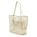 Grand sac de plage en maille beige idéal pour la natation d'été et le rangement utile - Blanc Cassé