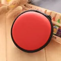 Mini portable red round EVA hard shell storage case for earphones and USB cables - Red