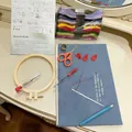 Kit complet de broderie DIY avec tambour, fils colorés et tissu en lin de qualité - Style G / Combo Premium Nouveau Set 9 Pages