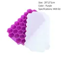 Purple silicone honeycomb ice cube tray with lid, size 20x12x2cm - With Lid-37 Cavities / Purple