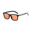 Retro square sunglasses with black frames and orange lenses for stylish outdoor fashion look - Black Frame Orange Lens