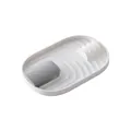 Foldable plastic pot lid holder and spoon rest kitchen organizer in white and gray finish - Box Packaging / Nordic White