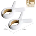 Set of 2 large yellow plastic quilt clips with detailed dimension measurements for laundry use - 2 Pieces/Pack (Large) / Yellow