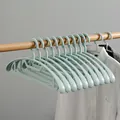 Set of ten mint green wide-shoulder plastic hangers for wet and dry adult clothes - Wide Shoulder Thickened Seamless Style / Blue