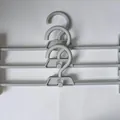 Grey adjustable stackable plastic pants hanger for non-slip adult garment storage - Pants Hanger / Light Gray