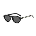 Retro cat-eye sunglasses featuring a black frame with stylish gold temple accents - Black Frame Grey Lens