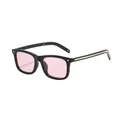 Lunettes de soleil carrées rétro avec verres roses et monture noire élégante pour tous - Monture Noire Verres Roses