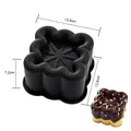 Professionelle schwarze Silikon-Mousseform Blumenform 12,6x7,2cm für Backdesserts - Quadrat (A3626) / Schwarz
