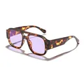 Retro oversized tortoise shell square aviator sunglasses with purple tinted lenses - Demi Frame Purple Lens