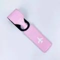 Pink long strip luggage tag with airplane icon and Happy Flight text - Pink
