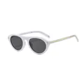 Retro white cat-eye sunglasses featuring gold rivets and dark lenses for high-end fashion - White Frame Gray Lens