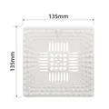 Durable white square silicone drain cover for kitchen sink and bathroom floor, 135mm size - 13.5x13.5cm / Square White