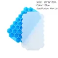Honeycomb blue silicone ice cube tray with 37 cells and translucent lid for freezing - With Lid-37 Cavities / Blue